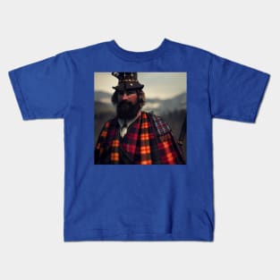 Scottish Highlander in Clan Tartan Kids T-Shirt